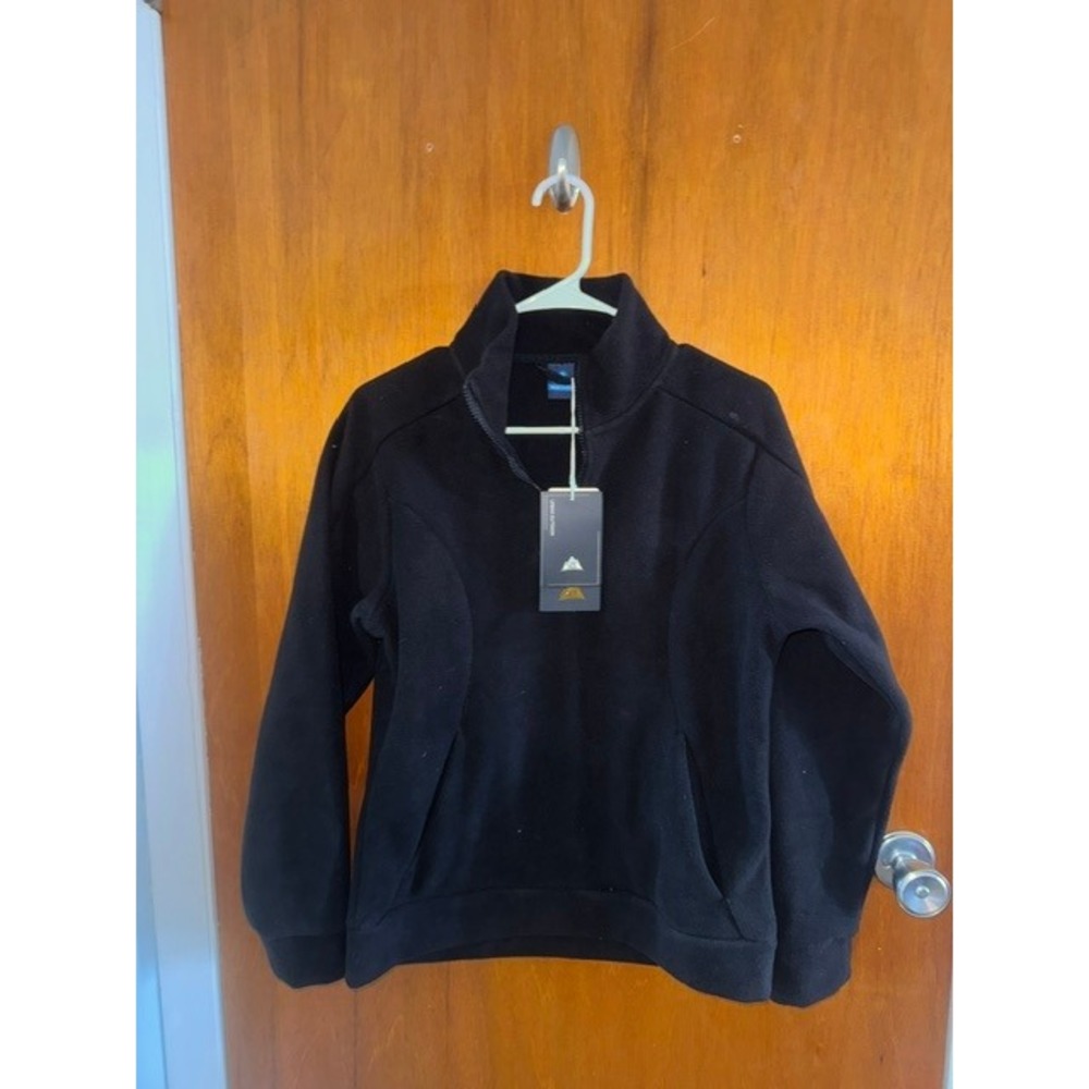 Urban Outdoor Mens Black Quarter Zip Fleece Pullover Mock Neck Sweater Small NWT
